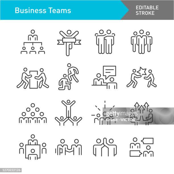 business teams icons - linienserie - editable stroke - participant stock-grafiken, -clipart, -cartoons und -symbole