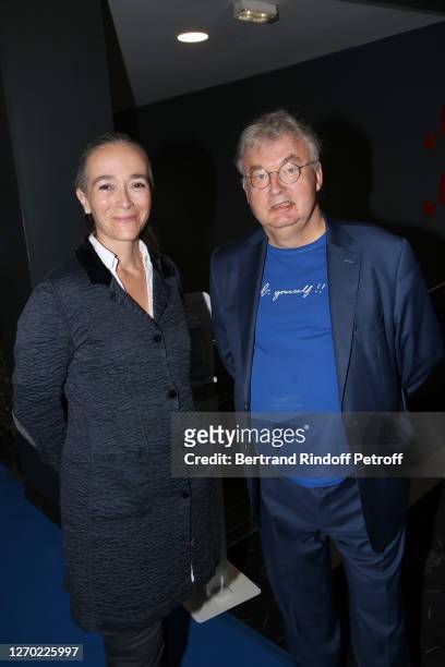 President of France Television Delphine Ernotte and Co-creator of the Festival Dominique Besnehard attend the "10%" Photocall at 13th Angouleme...