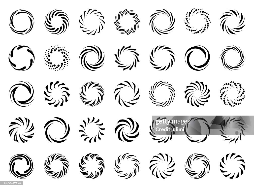 Conjunto de símbolos de remolino espiral