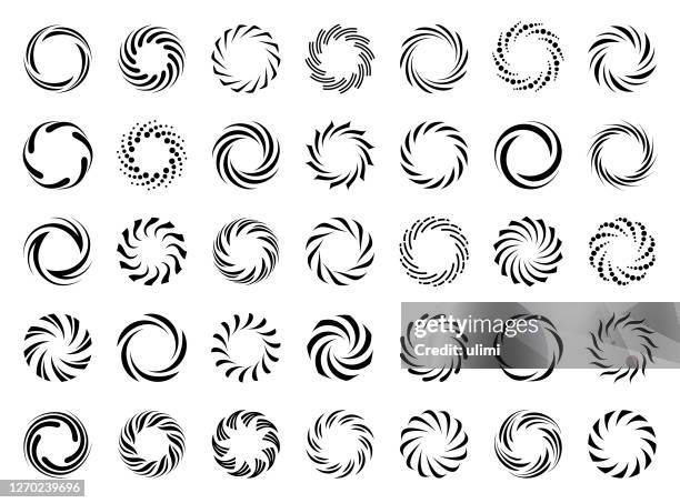 ilustrações, clipart, desenhos animados e ícones de símbolos de redemoinho espiral definidos - blowing