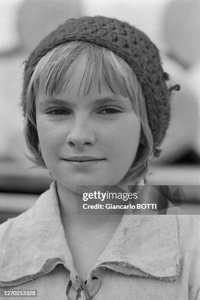 Jean-Christophe Maillot sur le tournage du film 'Le petit poucet' réalisé par Michel Boisrond en 1972, France