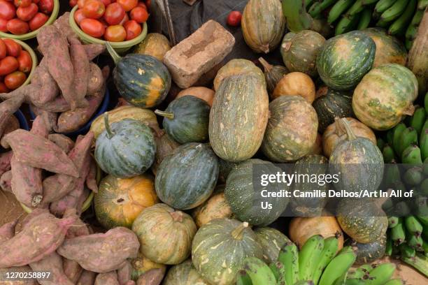 Overhead view on squash in a local market on Septembre 21, 2018 in Entebbe, Kampala district, Uganda.