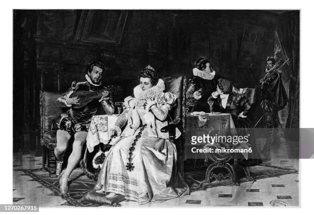 portrait of mary stuart, queen of scots and david rizzio - mary stock pictures, royalty-free photos & images