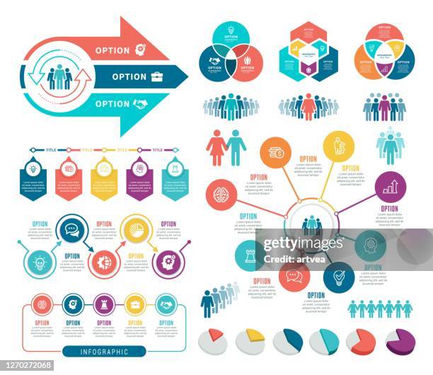 satz von infografikelementen - being part of a group icon stock-grafiken, -clipart, -cartoons und -symbole