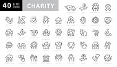 Charity and Donation Line Icons. Editable Stroke. Pixel Perfect. For Mobile and Web. Contains such icons as Charity, Donation, Giving, Food Donation, Teamwork, Relief