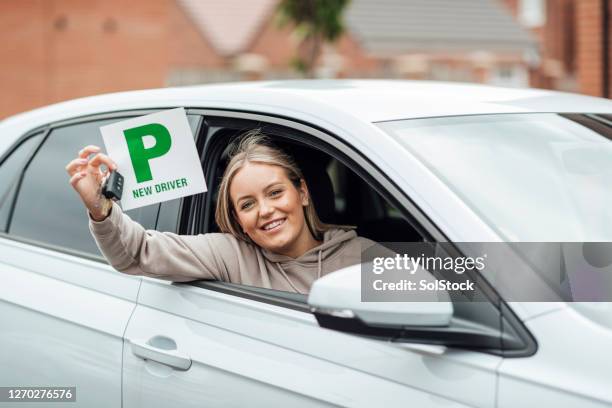 no longer a learner driver - p plate stock pictures, royalty-free photos & images