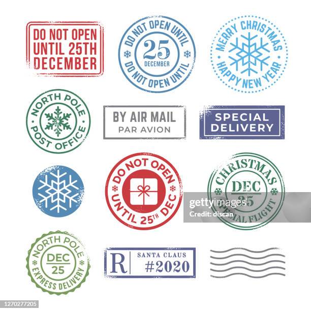 christmas rubber stamp collection. - post office stock illustrations