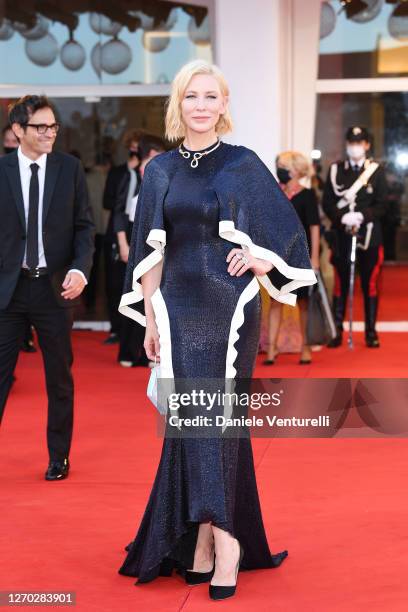 Venezia77 Jury President Cate Blanchett walks the red carpet ahead of the Opening Ceremony and the "Lacci" red carpet during the 77th Venice Film...
