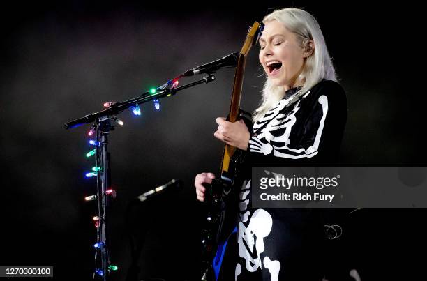 Phoebe Bridgers performs onstage during Day 1 of "Red Rocks Unpaused" 3-Day Music Festival presented by Visible at Red Rocks Amphitheatre on...