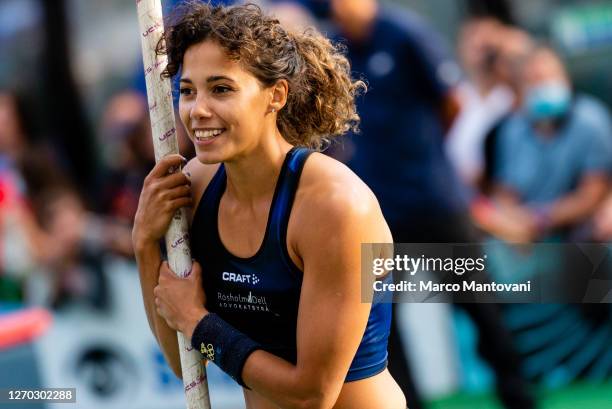 Portrait of Angelica Bengtsson of Sweden looks on during the IAAF WANDA Diamond League athletics meeting Athletissima on September 02, 2020 in...