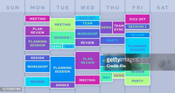 ilustraciones, imágenes clip art, dibujos animados e iconos de stock de horario del calendario de planificación de la empresa de trabajo - organizador personal