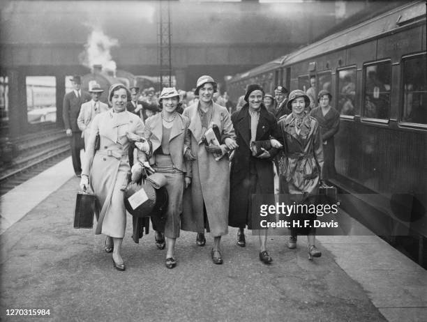 The British Women's International Athletic Team leave Victoria Station in London for Brussels in Belgium, where they will compete in a series of...