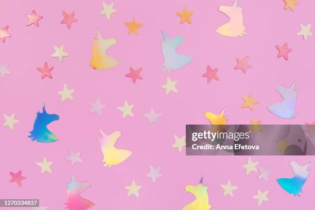 star and unicorn stickers composition - unicorn stock-fotos und bilder