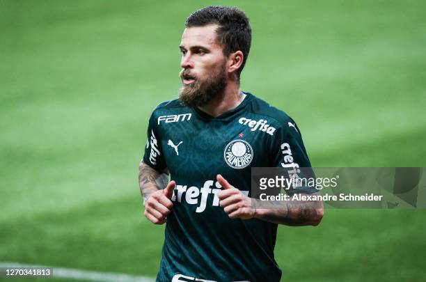 Lucas Lima of Palmeiras looks on during the match against Internacional as part of the Brasileirao Series A at Allianz Parque on September 02, 2020...