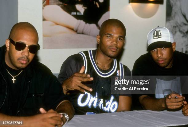 And Run of Rap Group Run-DMC receive an Award recognizing their contributions to Hip-Hop from 360 Degrees Black alongside DJ Premier on July 10, 1993...