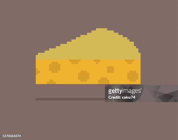 stockillustraties, clipart, cartoons en iconen met de pixelillustratie van de kaas - gouda