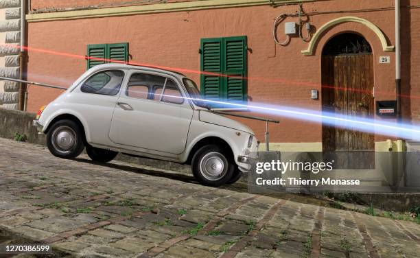 FIat 500 is seen on the 'Via Goito' in Ancona, Italy on August 24, 2020.