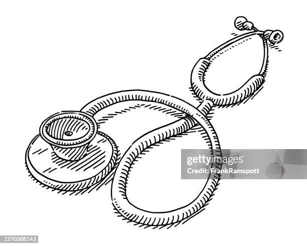 stethoscope medicine symbol drawing - stethoscope stock illustrations