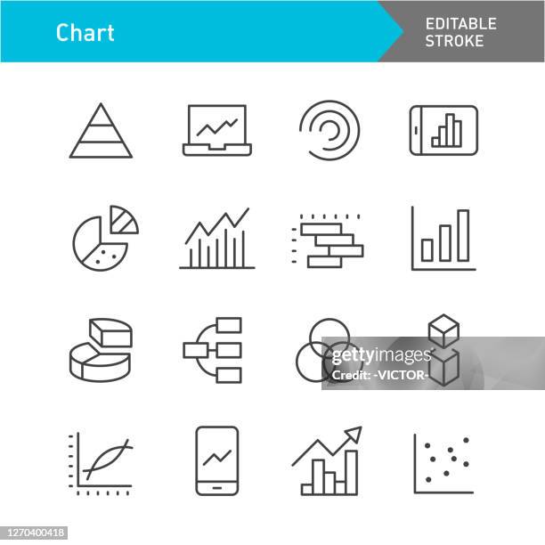 chart icons - line series - editable stroke - 2020 progress report stock illustrations