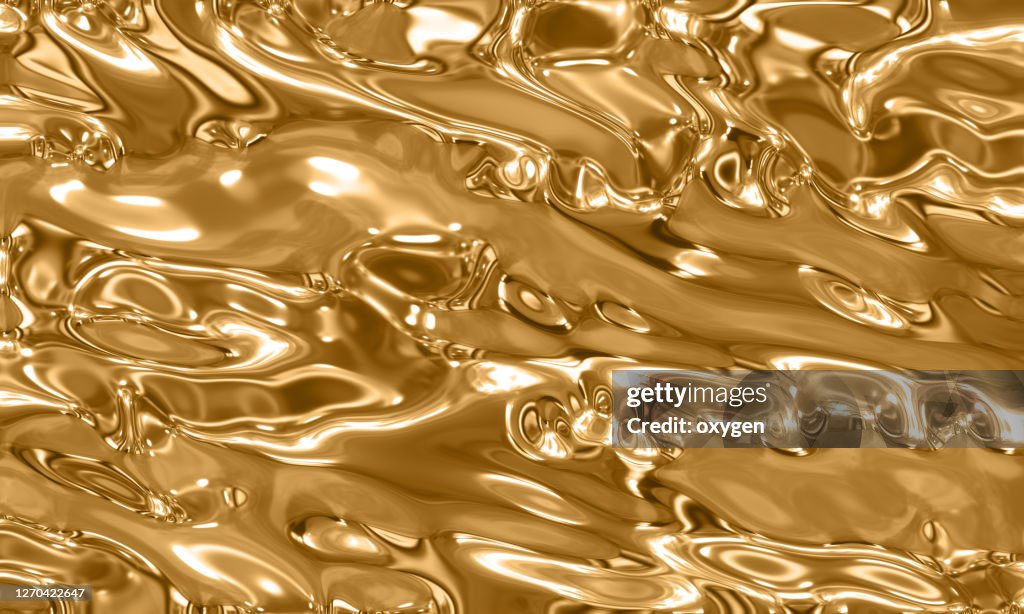 Gold Fluid Melting Waves Flowing Liquid Motion Abstract Background