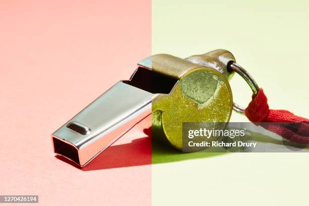 composite image of old and new referees whistles - new and old stock pictures, royalty-free photos & images