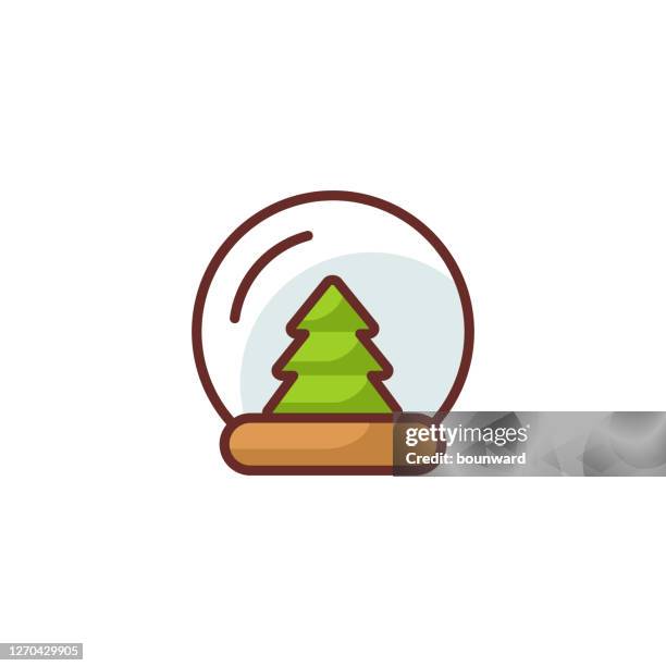 ilustraciones, imágenes clip art, dibujos animados e iconos de stock de icono de globo de nieve plano - christmas logo