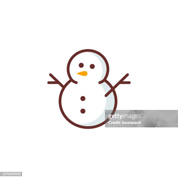 flache schneemann-ikone - snowman stock-grafiken, -clipart, -cartoons und -symbole