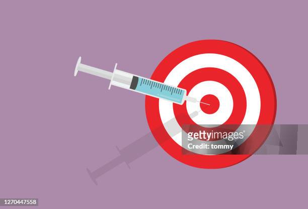 syringe hit on a target - medical accuracy stock illustrations