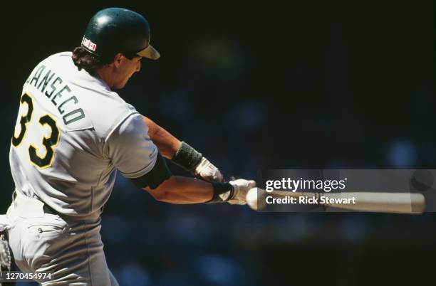 Swing and a miss for Jose Canseco, Outfielder and Designated Hitter for the Oakland Athletics during the Major League Baseball American League West...