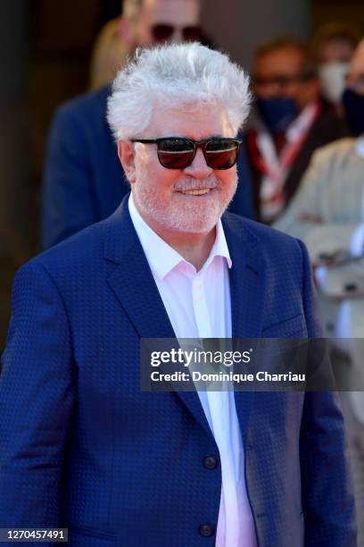 Pedro Almodovar walks the red carpet ahead of the movie "The Human Voice" at the 77th Venice Film Festival at on September 03, 2020 in Venice, Italy.