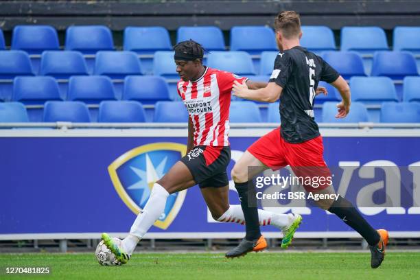 Noni Madueke of PSV and Sead Hajrovic of Victoria Koln during the pre season friendly match between PSV and Viktoria Koln on September 3, 2020 in...