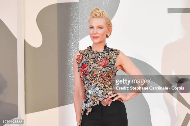 Venezia77 Jury President Cate Blanchett walks the red carpet ahead of the movie "Amants" at the 77th Venice Film Festival at on September 03, 2020 in...