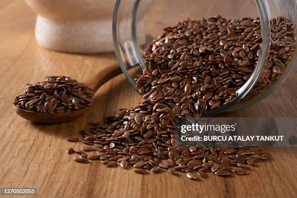 flax seed close-up - flax seed stock pictures, royalty-free photos & images