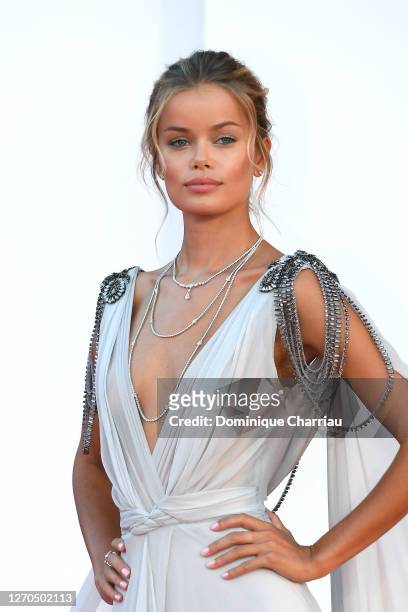 Frida Aasen walks the red carpet ahead of the movie "Amants" at the 77th Venice Film Festival at on September 03, 2020 in Venice, Italy.