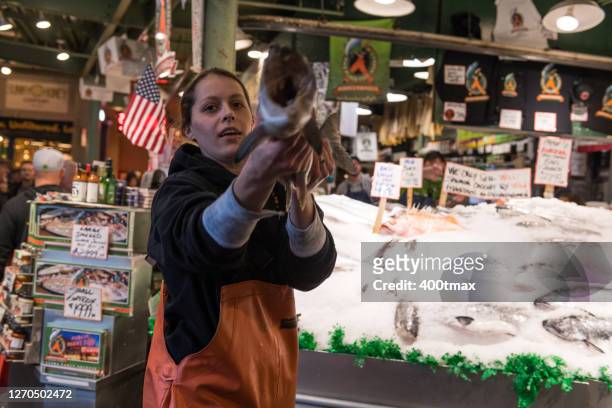 seattle - pike place fish market stock pictures, royalty-free photos & images