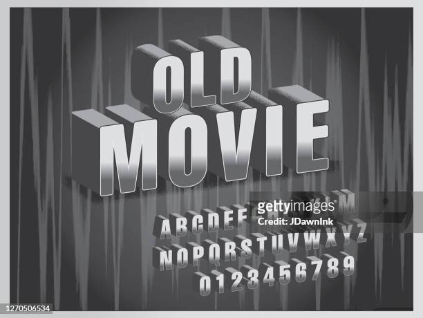 古い映画のタイトル画面のフォントアルファベットセット - フィルム・ノワール風点のイラスト素材／クリップアート素材／マンガ素材／アイコン素材
