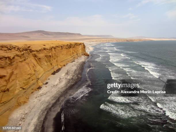 cliffs at the pacific seashore in paracas, peru - ica valley peru stock pictures, royalty-free photos & images