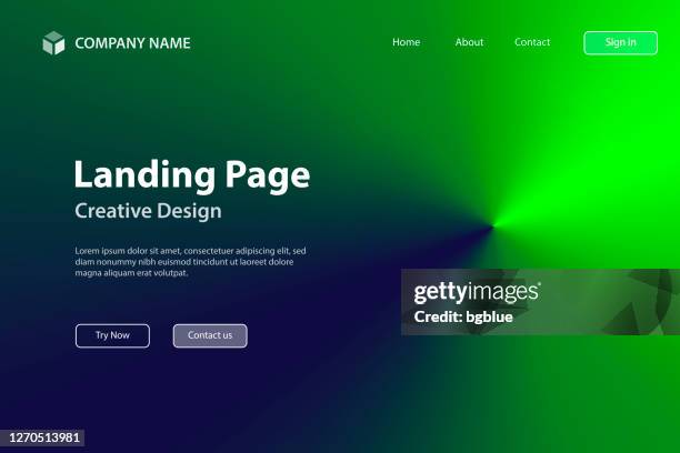 landing page template - green abstract background with radial gradient - paper cone stock illustrations