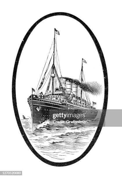 cruise or passenger ship auguste victoria illustration 1899 - steamboat stock illustrations