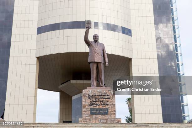 Statue of Sam Nujoma, the Namibian revolutionary, anti-apartheid activist and politician who served three terms as the first President of Namibia ,...