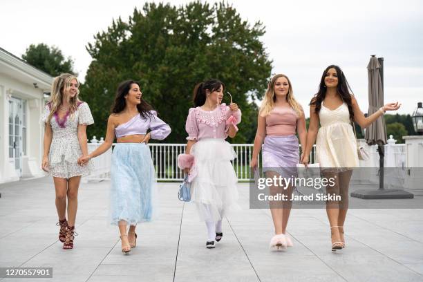 Alex Byrd, Alessandra Demartino, Gabi Demartino, Allie Bennicas and Nahsaly Torres are seen on the set of Blood Queens on September 03, 2020 in...