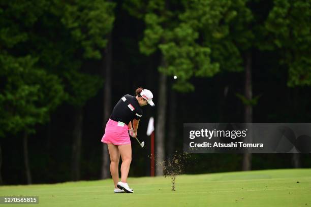 Yuting Seki of China hits her third shot on the 2nd hole during the first round of the GOLF5 Ladies Tournament at the GOLF5 Country Mizunami Course...