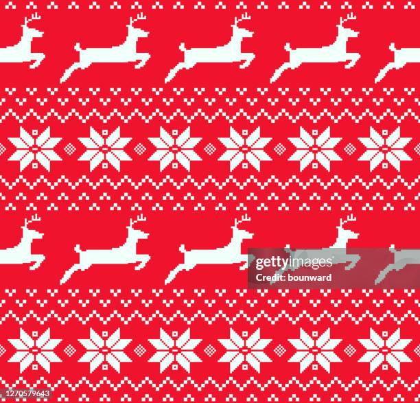 ilustrações, clipart, desenhos animados e ícones de fundo de natal de lã pixelada sem emenda - pulôver