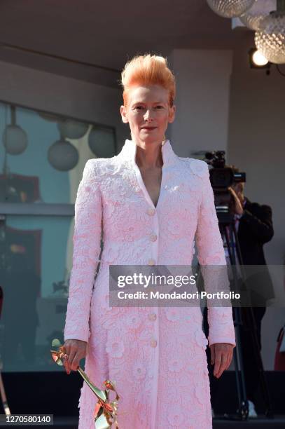 English actress Tilda Swinton at the 77 Venice International Film Festival 2020. The Human Voice Red Carpet. Venice , September 3rd, 2020