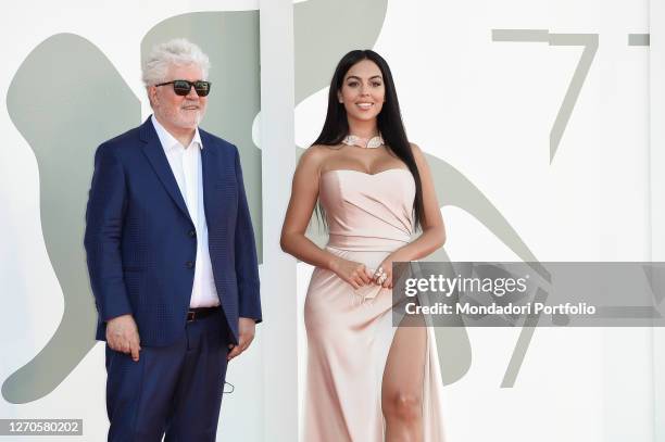 Spanish director Pedro Almodovar and spanish model Georgina Rodriguez at the 77 Venice International Film Festival 2020. The Human Voice Red Carpet....