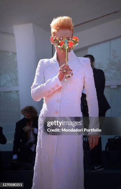 English actress Tilda Swinton at the 77 Venice International Film Festival 2020. The Human Voice Red Carpet. Venice , September 3rd, 2020