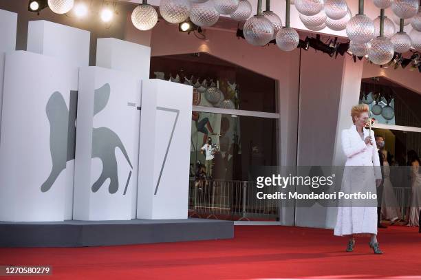 English actress Tilda Swinton at the 77 Venice International Film Festival 2020. The Human Voice Red Carpet. Venice , September 3rd, 2020
