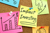 Impact investing words with charts.