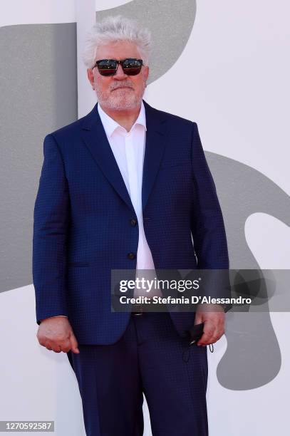 Pedro Almodovar walks the red carpet ahead of the movie "The Human Voice" at the 77th Venice Film Festival at on September 03, 2020 in Venice, Italy.
