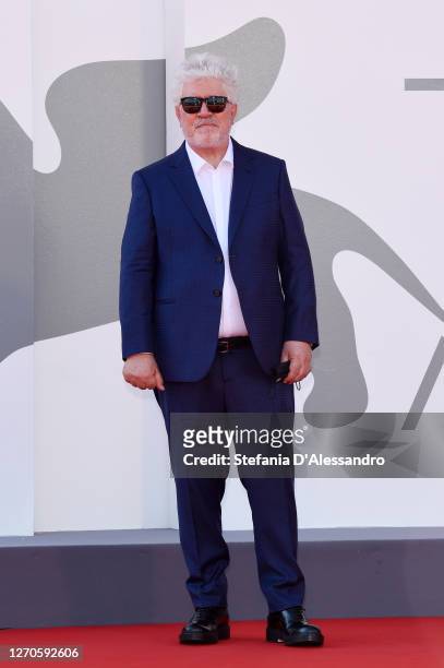 Pedro Almodovar walks the red carpet ahead of the movie "The Human Voice" at the 77th Venice Film Festival at on September 03, 2020 in Venice, Italy.